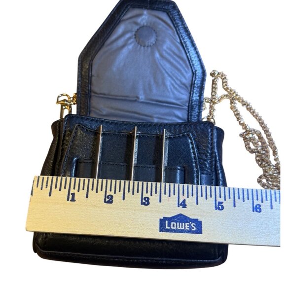 Kelsi Dagger Black Leather Mini Crossbody Bag With Gold Chain Strap - Picture 6 of 14